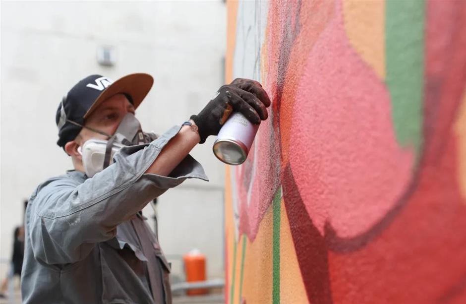 A French graffiti artist has struck a chord in Shanghai