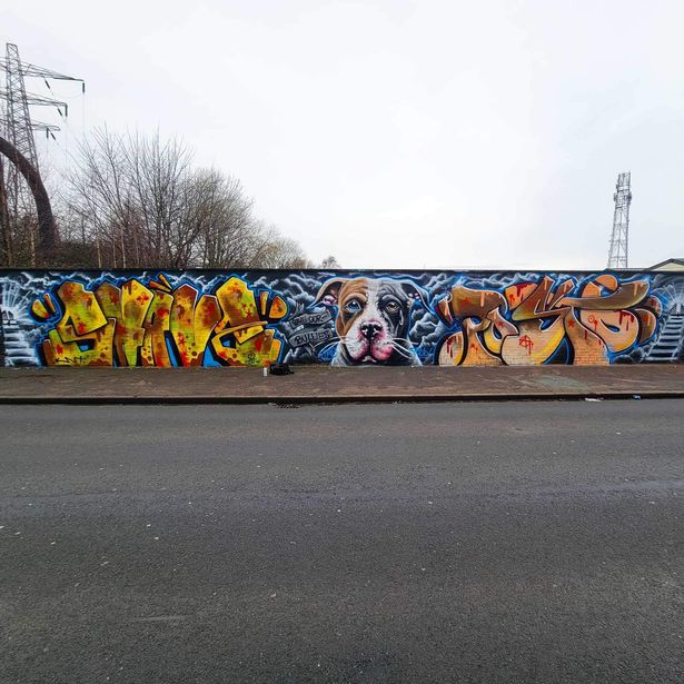 The XL bully mural at the Bankside street gallery, off Clough Road in Hull.