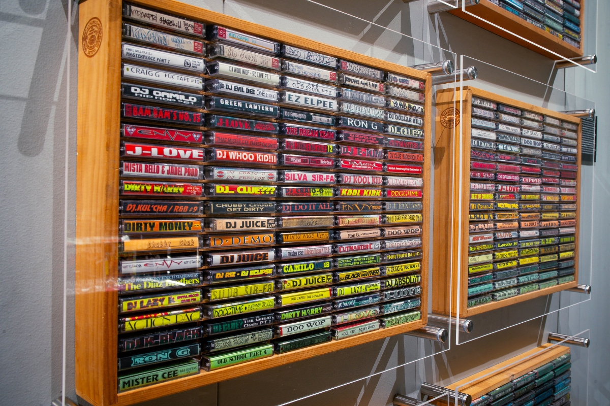 A wall of cassette tapes
