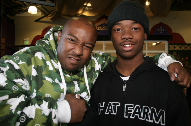 The late MC, The Jacka, and well-known turf dancer, Ice Cold 3000, pose for a photo at Youth Uprising.