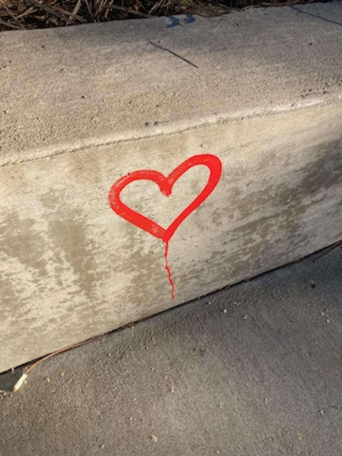 This graffiti heart in La Jolla was removed.