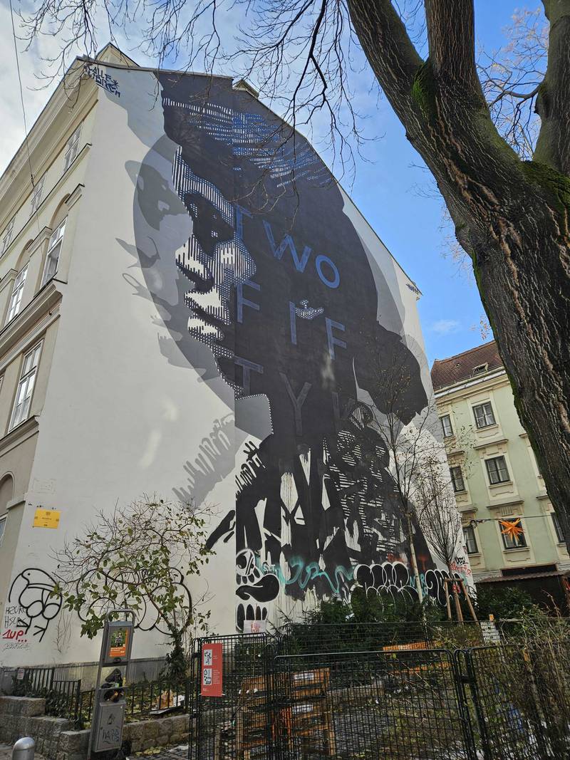 Work by Portuguese artist Huariu on the streets of Vienna. Katy Gillett / The National