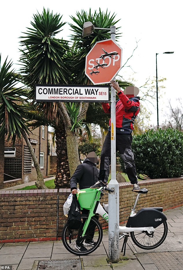 The 'Banksy bandit' suspects have been re-bailed after the £250,000 stop sign piece of art was allegedly 'stolen' from a Peckham street in broad daylight