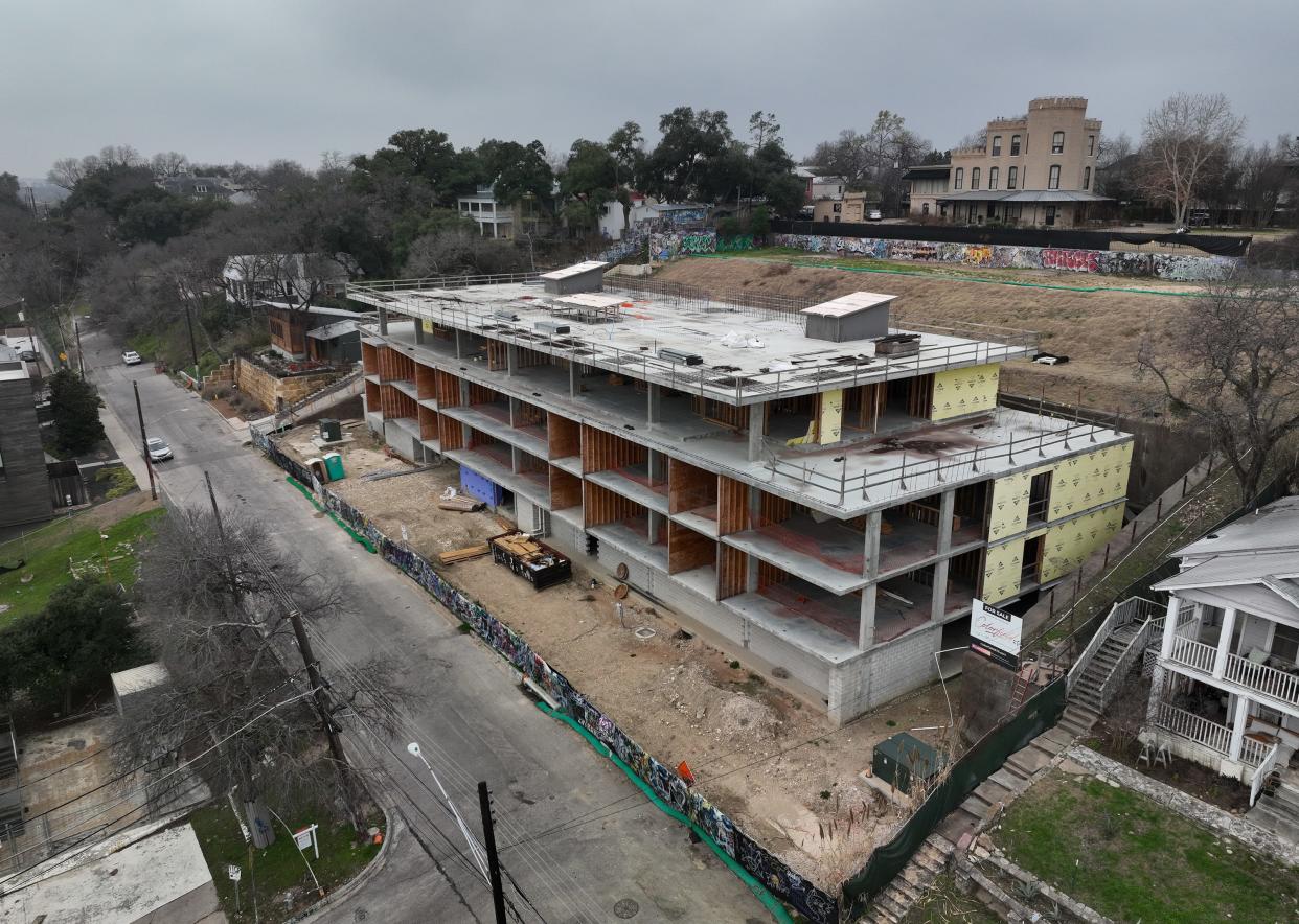 The Colorfield condominiums are under construction on the former site of the HOPE Outdoor Gallery graffiti art park on Baylor Street.