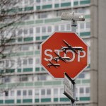 Banksy has unveiled a new piece of art work at the intersection of Southampton Way and Commercial Way in Peckham, south east London, which shows three planes perched on a stop sign. Picture date: Friday December 22, 2023. (Photo by Aaron Chown/PA Images via Getty Images)