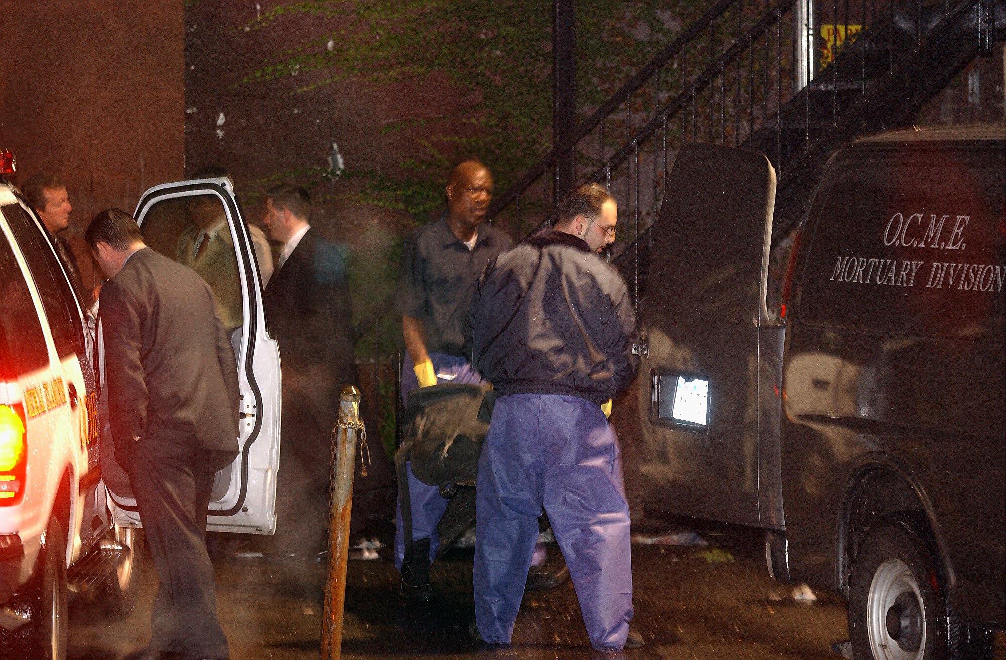 The body of Jam Master Jay was pictured being removed from his recording studio on the night of his murder