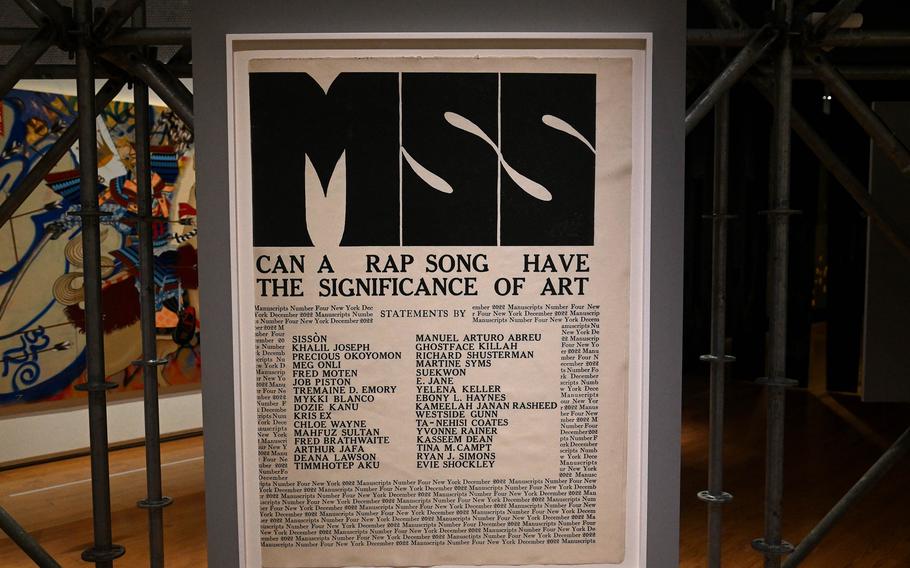 A good question is asked on Shirt’s work “Don’t Talk To Me About No Significance Of Art.” The exhibit “The Culture: Hip Hop and Contemporary Art in the 21st Century” at the Schirn in Frankfurt, Germany, answers the question with a 