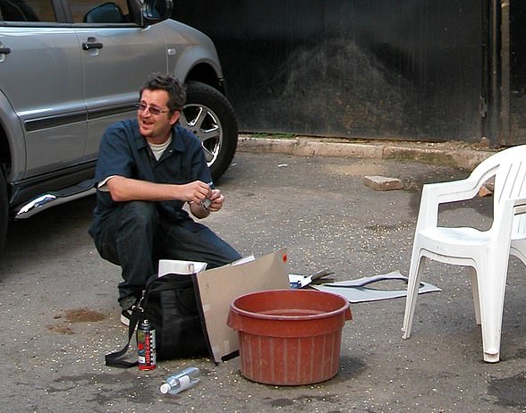 Banksy is suspected of being the pseudonym of Bristol-born, 53-year-old, public school-educated Robin Gunningham. He is thought to be the man pictured above