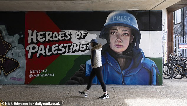 Mural to journalist Plestia Alaqad near Hackney Wick Station, London by artist Ed Hicks
