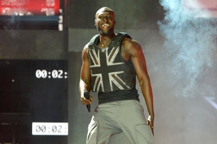 GLASTONBURY, ENGLAND - JUNE 28: Stormzy performs on the Pyramid stage during day three of Glastonbury Festival at Worthy Farm, Pilton on June 28, 2019 in Glastonbury, England. The festival, founded by farmer Michael Eavis in 1970, is the largest greenfield music and performing arts festival in the world. Tickets for the festival sold out in just 36 minutes as it returns following a fallow year. (Photo by Jim Dyson/Getty Images)