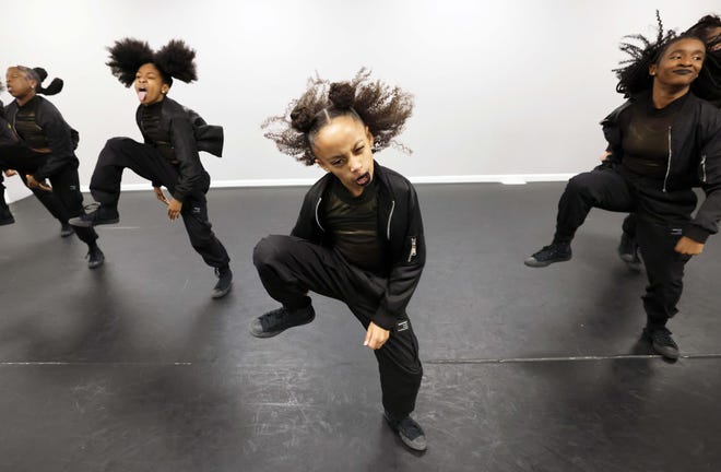 Somaya Bennett, 11, center, during a rehearsal at Stajez Cultural Arts Center in Randolph on Saturday, April 13, 2024. Brockton dancers placed top five in the USA Hip Hop international dance competition Junior Division in Los Angeles, CA. BSR QUEENS will move on to compete and represent team USA at the World Hip Hop International Dance Competition in Phoenix, AZ August 2024.