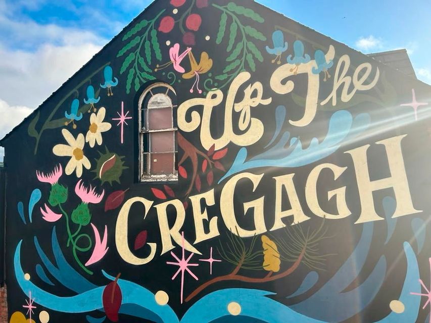 Mural above Paragon, Cregagh Road by Zippy, located on a site marking the point where the Woodstock meets the Cregagh Road.