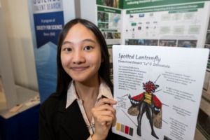 STS 2024 finalist, Selina Zhang created her own comic book character based on her scientific research on the invasive lanternfly.