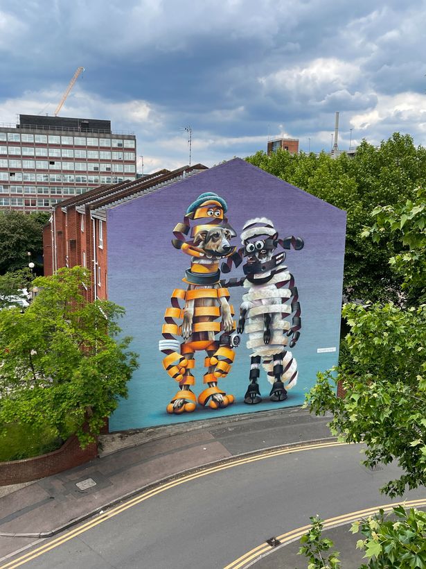 A Shaun The Sheep inspired mural in Leicester