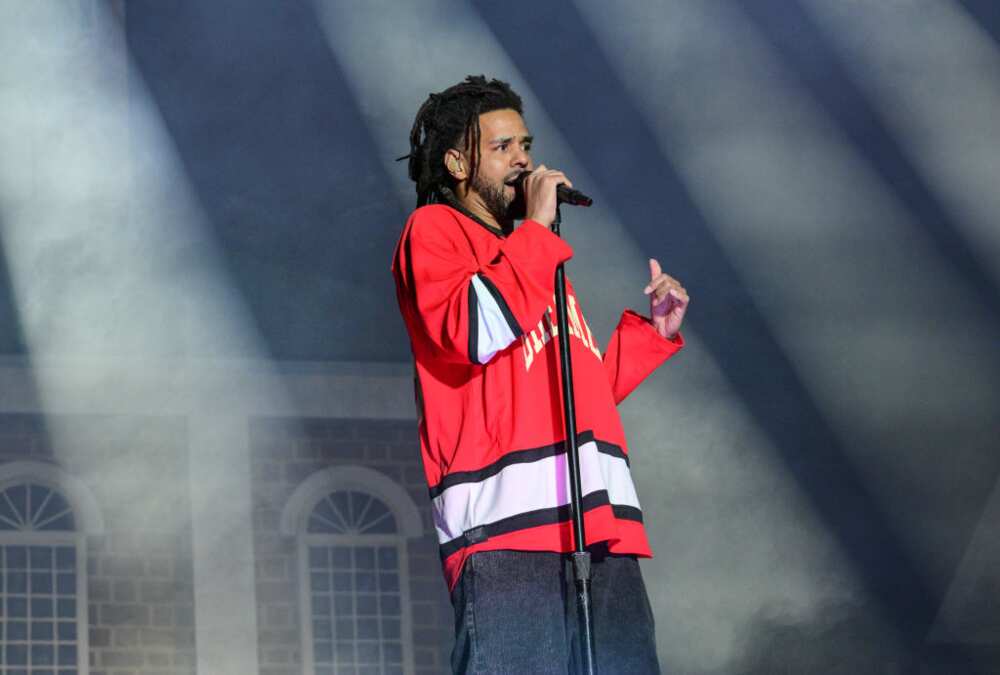 J. Cole on stage performing during the 2024 Dreamville Music Festival