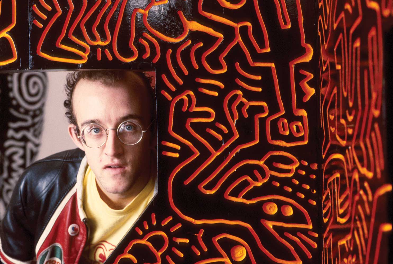 Keith Haring in his studio in New York City.