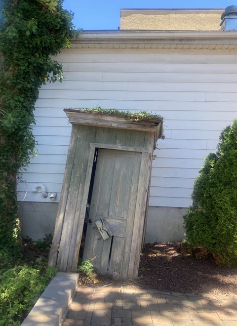 Great photos can raise great questions. This one asks only: Is that an outhouse at the end of a driveway on Mill Street in Moorestown? And if it is, do you really want to know what nearly knocked it over?
