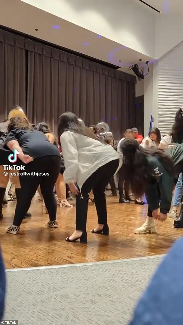 A group of members Gamma Alpha Omega, a Latina-based sorority at the University of Houston Downtown, were seen dancing to the song 'Knuck it if you buck' by Crime Mob