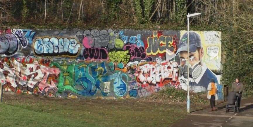 The graffiti wall at Grosvenor and Hilbert Park in Tunbridge Wells