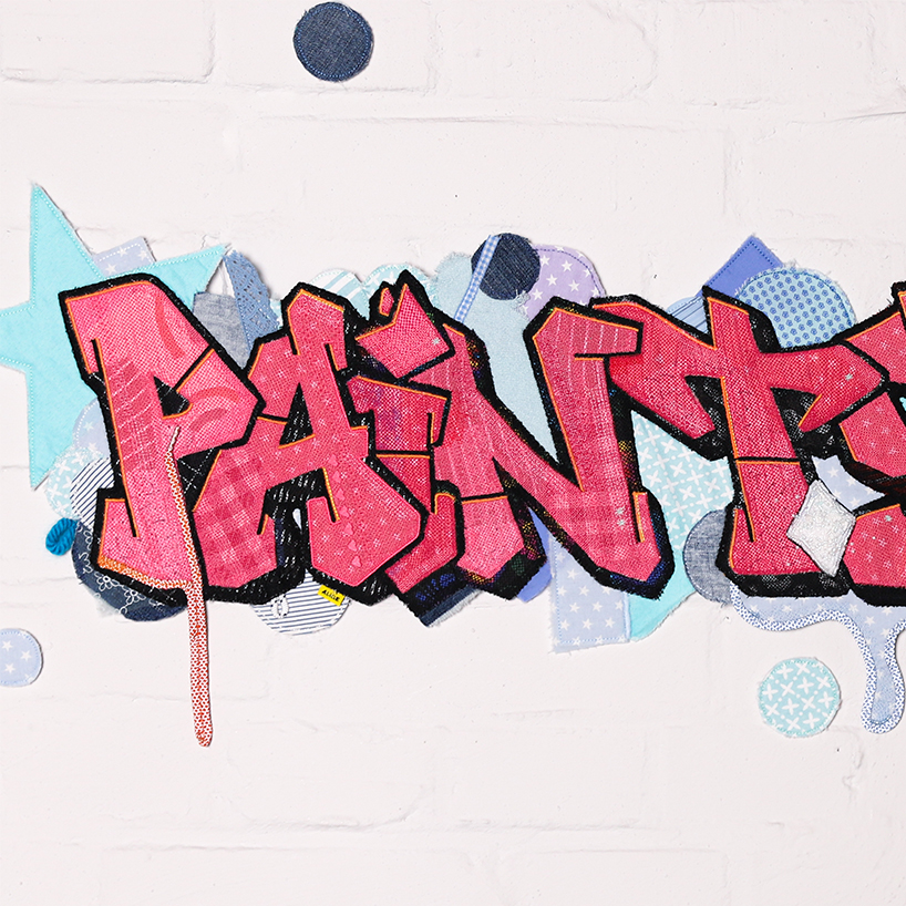 street art meets embroidery in PAINTSUCKS, alicja kozlowska's tactile graffiti series