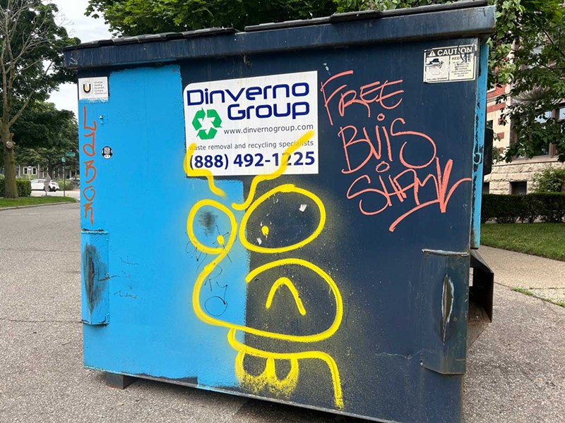 “Free BVIS” graffiti on a Detroit dumpster. - Steve Neavling