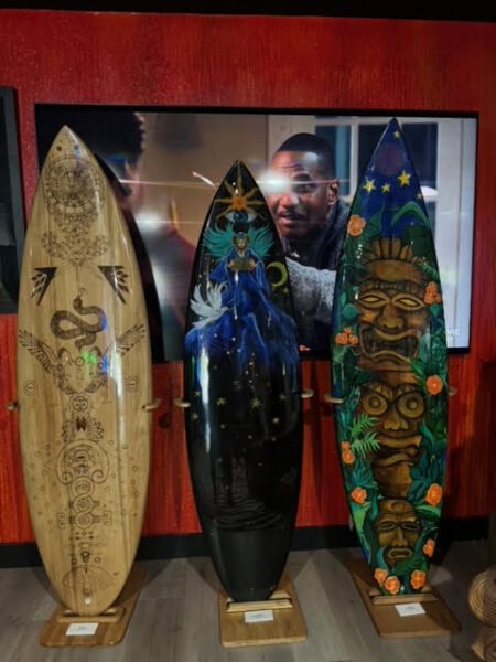 Artistic surfboards-attributed to early years of surfing. Photo: Nurit Greenger