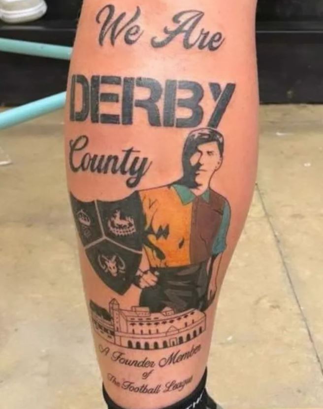 A footie fan tattooed Darrell's DCFC mural onto this leg