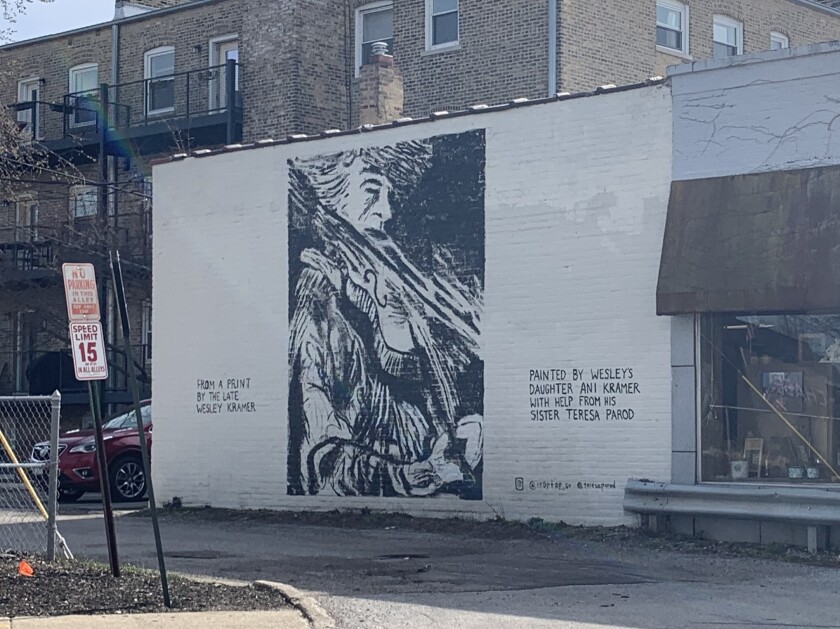 Teresa Parod and her niece Ani Kramer painted this mural in Evanston last fall.