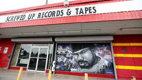 Getty Images Exterior mural painting of DJ Screw at Screwed Up Records and Tapes, at 3538 W Fuqua, Friday, Sept. 2, 2016 in Houston.