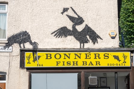 The fifth new art mural by the artist Banksy in London.