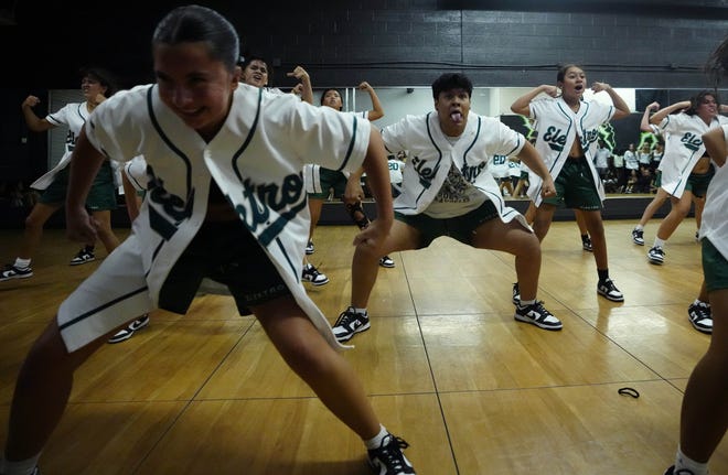 Buddy Palacios (center) and Elektro Crew dance during a performance for friends and family as the team practices for the Hip Hop International's World Hip Hop Dance Championship Aug. 1, 2024 in Mesa, Arizona.