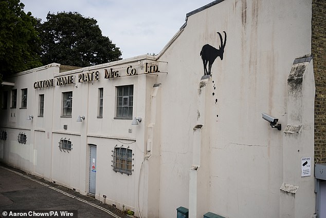 Banksy has unveiled a new piece of artwork near Kew Bridge in West London yesterday