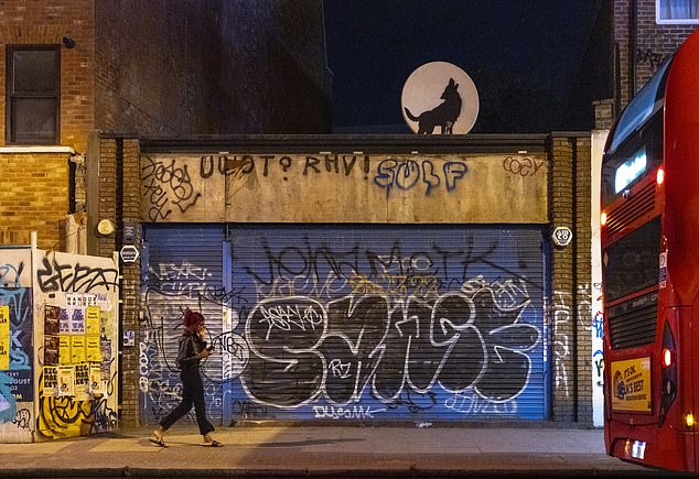 An artwork showing the silhouette of a wolf howling appeared on a rooftop in Peckham, south London, last Thursday - the fourth piece in the animal-themed series of murals