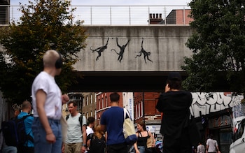 Banksy's three monkeys, which appeared in east London on August 7