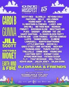 One Music Fest, line up, J Carter, Piedmont park, Atlanta