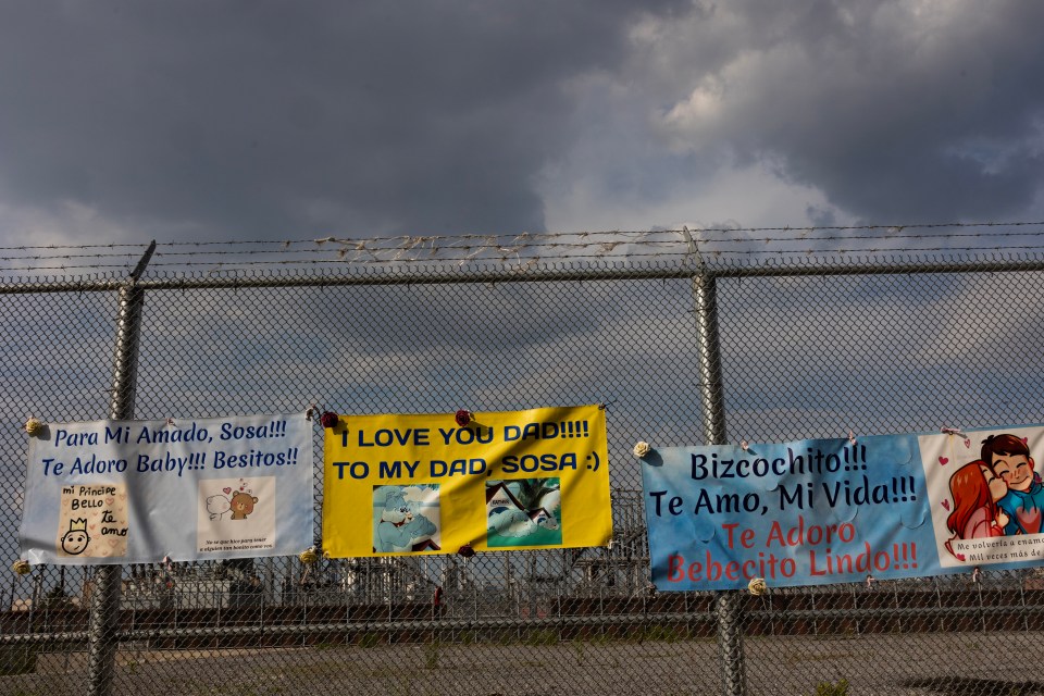 Signs left by family members of prisoners of the jail