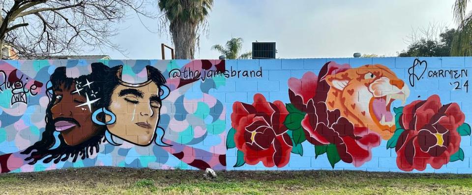 One of the murals painted during last year’s Bizare Art Festival held in a park near Fresno