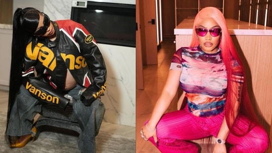 Cardi B denies speculations of throwing shade on Nicki Minaj via maternity shoots.(@iamcardib/X,@NICKIMINAJ/X)