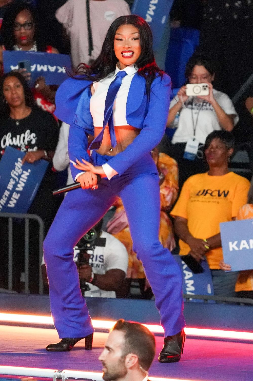 Megan Thee Stallion in pants suit (Julia Beverly-Getty Images via CNN Newsource)