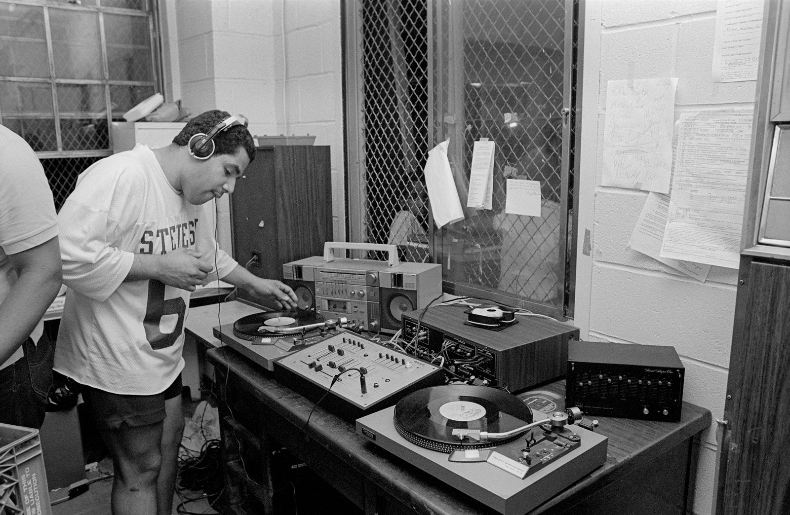 A DJ playing records.