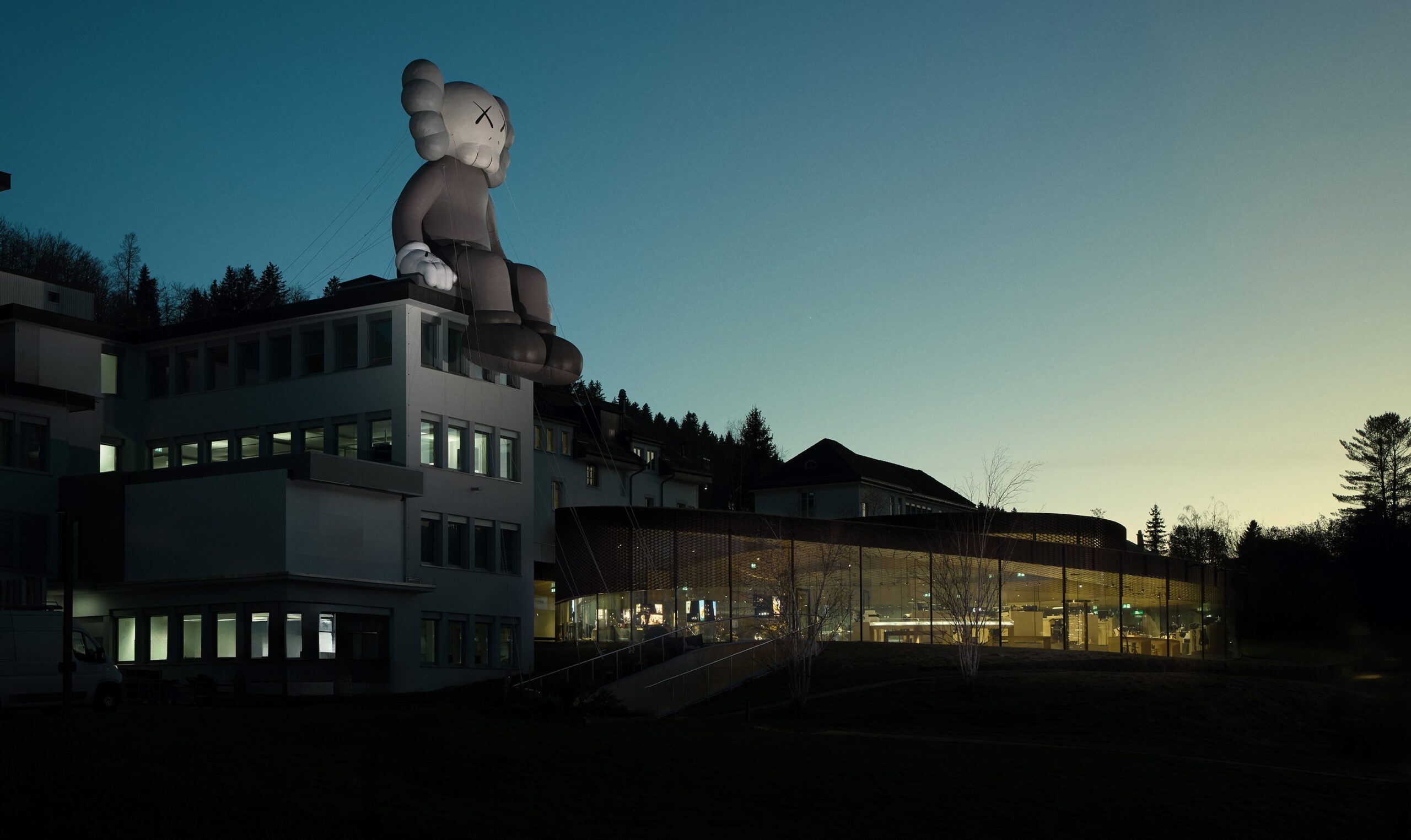 An 11m Companion sits on the roof of the original Audemars Piguet building in Le Brassus