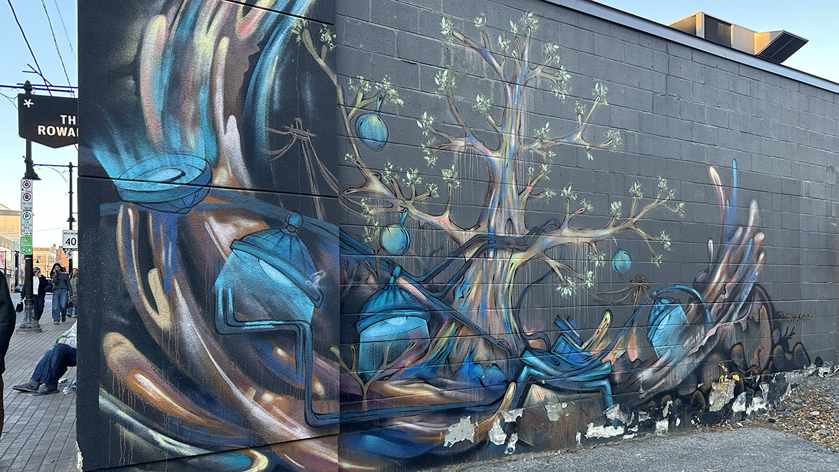 Graffiti wraps The Rowan's wall