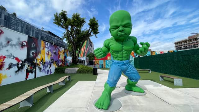 Ron English's Baby Hulk in the Wynwood Walls exhibition of street art, Miami