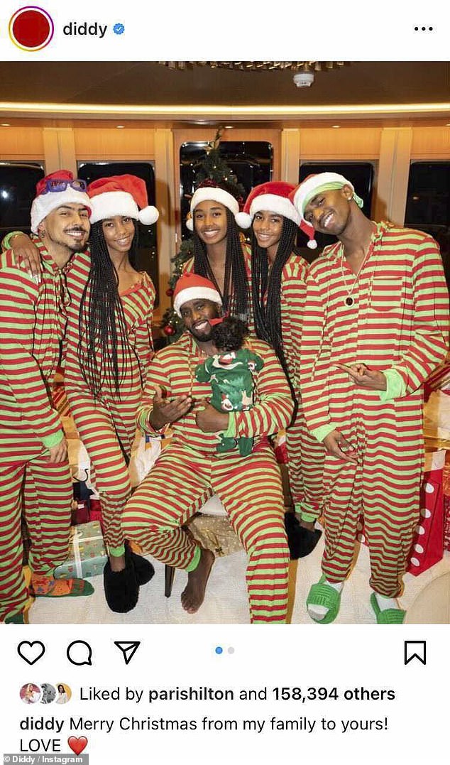 Combs was pictured with his kids celebrating Christmas in 2022