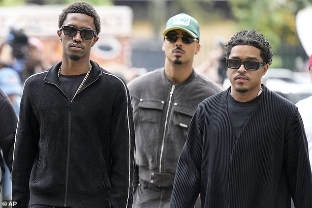 Combs' sons King Combs, Quincy Brown and Justin Dior Combs attended a hearing for their father in Manhattan federal court on September 17