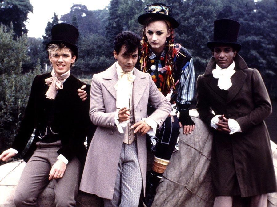 British musical group Culture Club on the set of the 