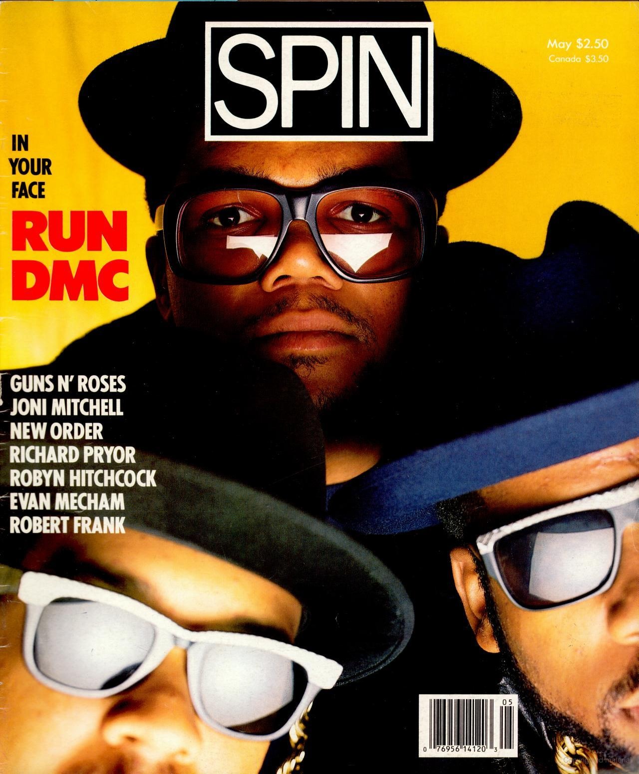 Run DMC on the cover of SPIN's May 1988 issue.