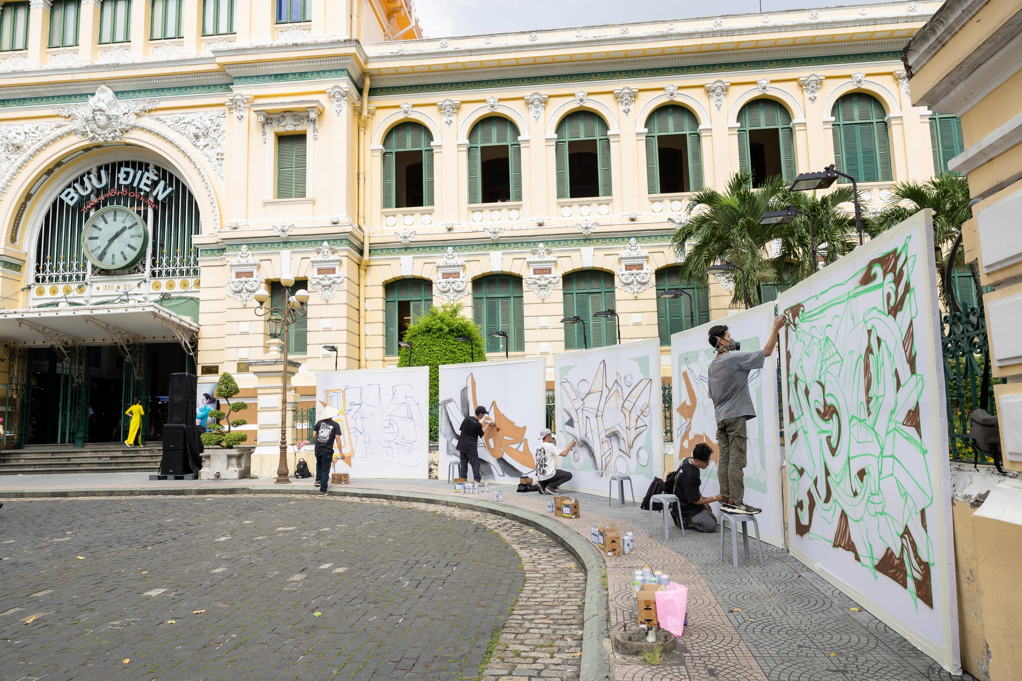 Artists compete at the Graffiti Championship as part of the Saigon Urban Street Fest by artLIVE 2024 near the Saigon Central Post Office in downtown Ho Chi Minh City, December 6, 2024. Photo: Supplied