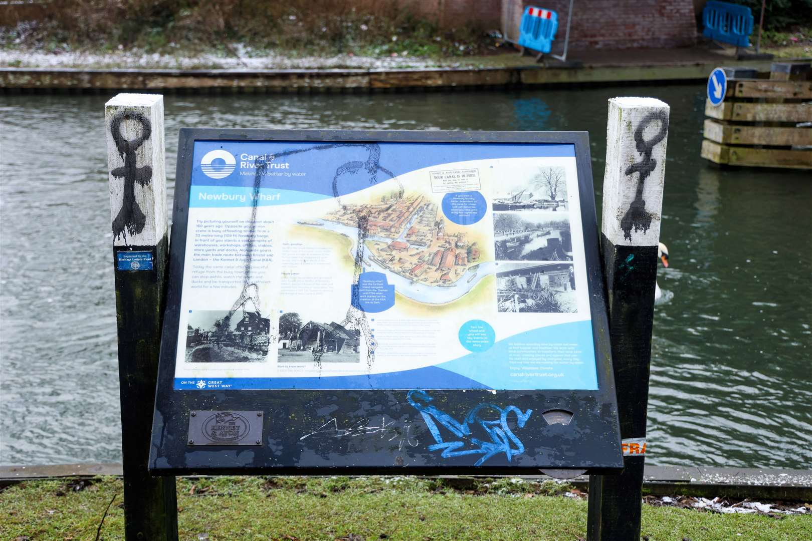 Graffiti has re-appeared under the New American Bridge in Newbury town centre