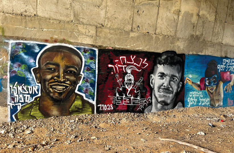 Graffiti art made by Daniel Shveka honoring those who were lost in the Israel-Hamas War. (credit: Daniel Shveka)